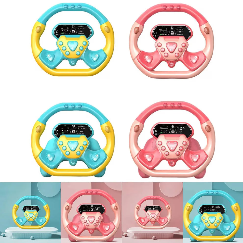 Volant de Voiture Éducatif Musical 360° pour Bébé et Enfant – Rose