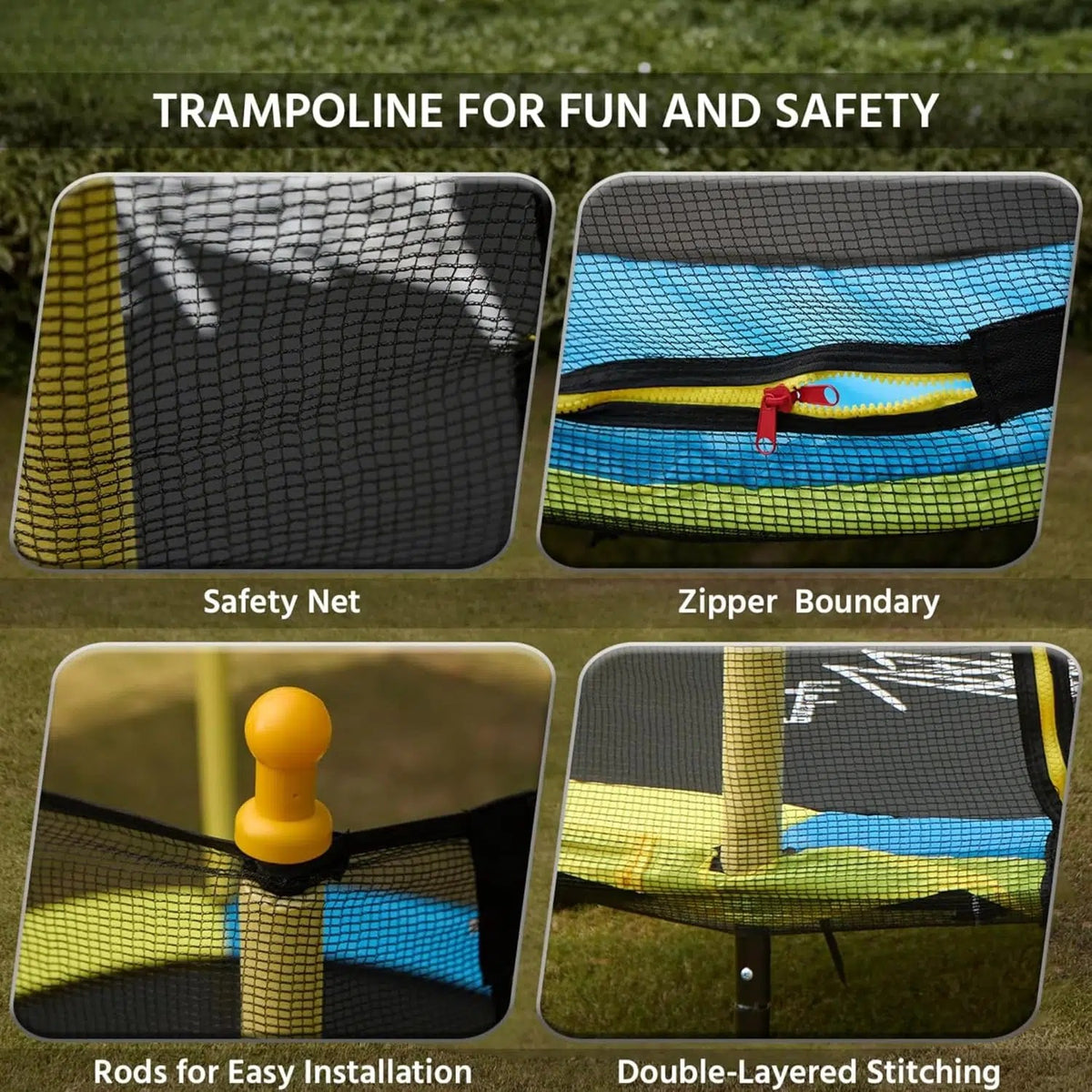 Trampoline Enfant Ø 1.4 m – Filet de Sécurité 360° & Pieds en U