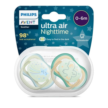 Philips AVENT Sucettes Ultra Air Night Boy 0-6m