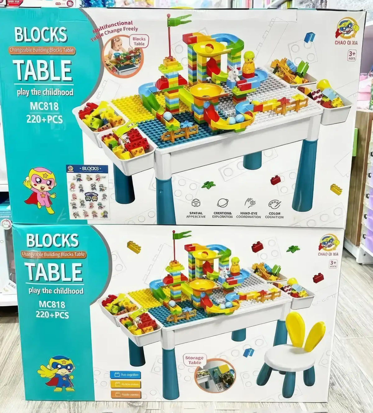 Table de construction éducative avec blocs – 220 pièces