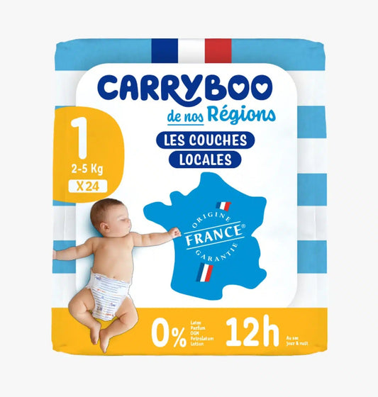 Carryboo Couches Écologiques Taille 1 (2-5kg) 24 unités