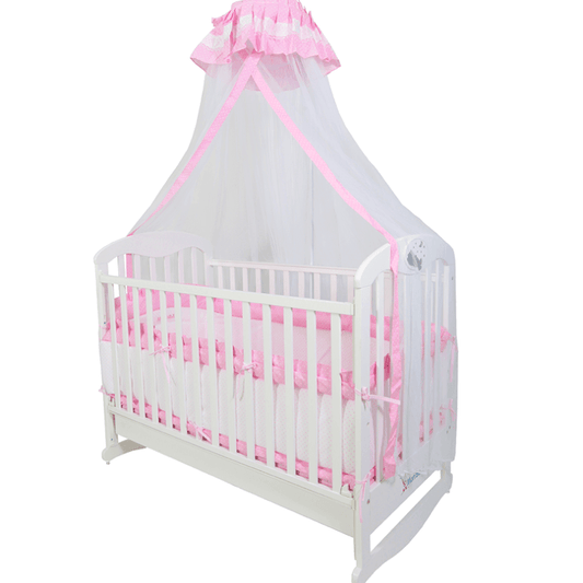 LIT A BARREAUX EN BOIS AVEC TIROIR ROSE