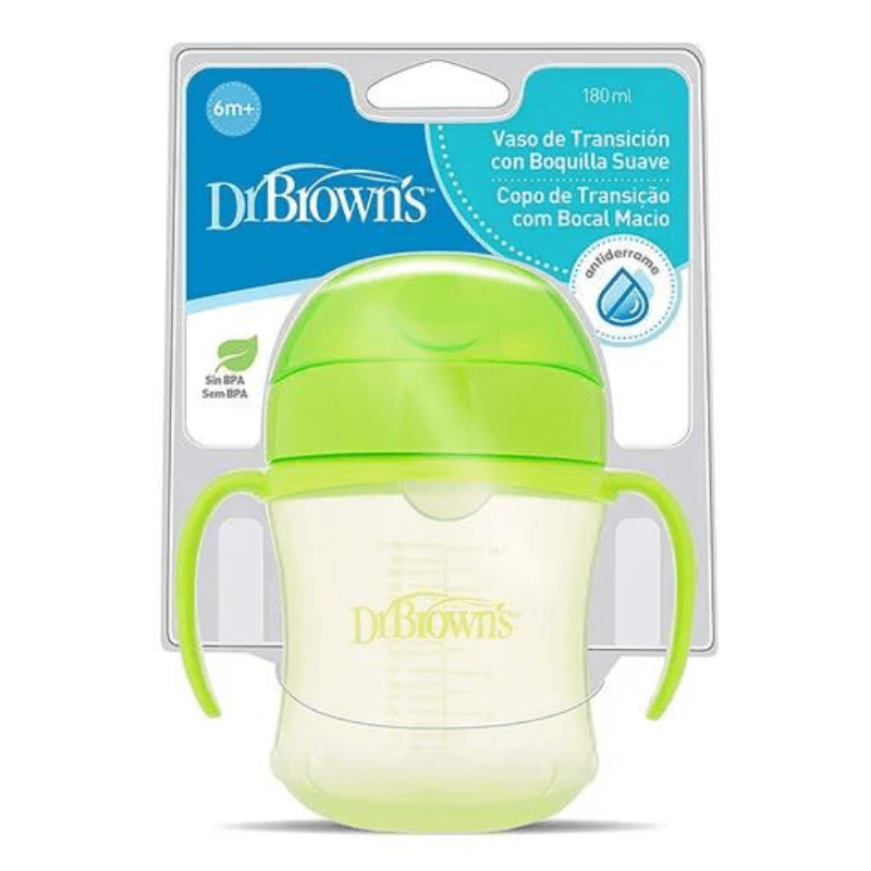 Dr. Brown’s Gobelet transition 180ml avec poignées 6M+ – Vert