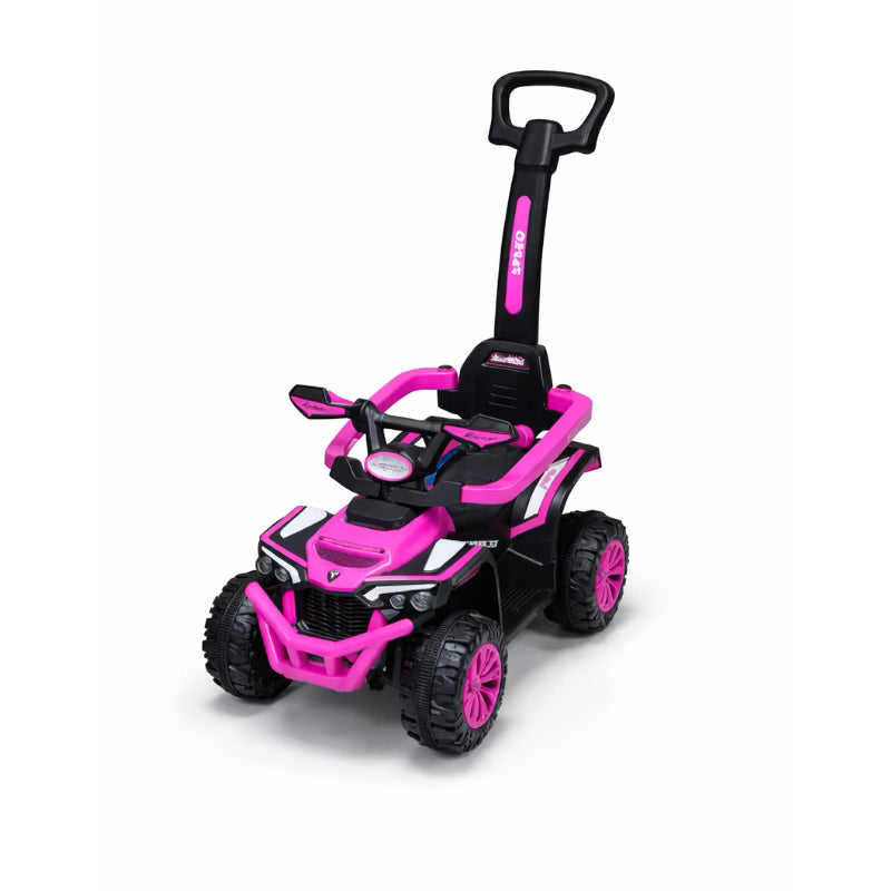 Voiture à Pousser 3 en 1 – Porteur Bébé avec Bascule Électrique – Rose Fonce