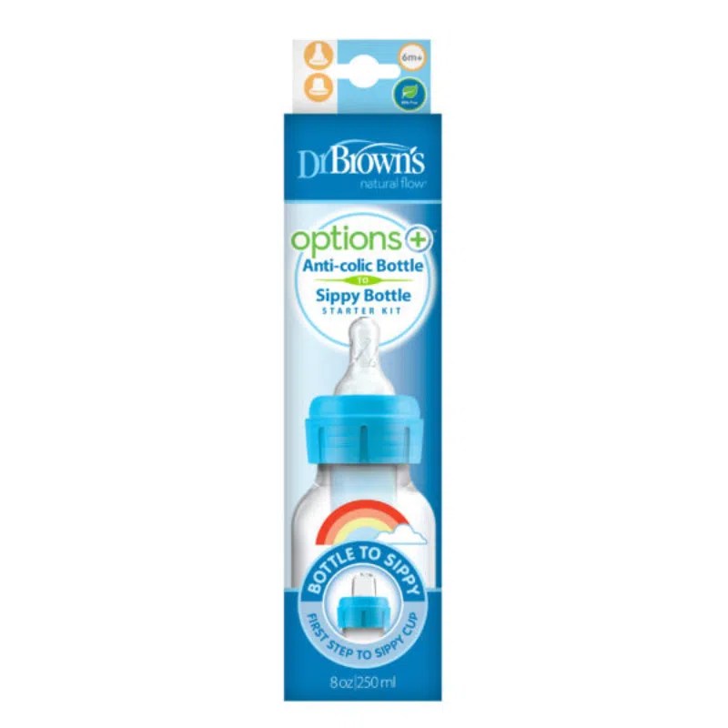 Dr. Brown’s Biberon 250ml Cole étroit Bleu 6M+