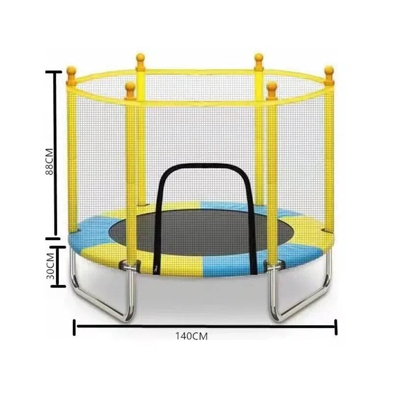 Trampoline Enfant Ø 1.4 m – Filet de Sécurité 360° & Pieds en U