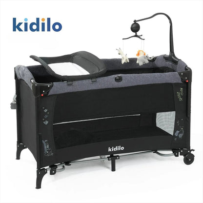 Lit Parc Cododo Kidilo noir– Multifonction naissance à 4 ans