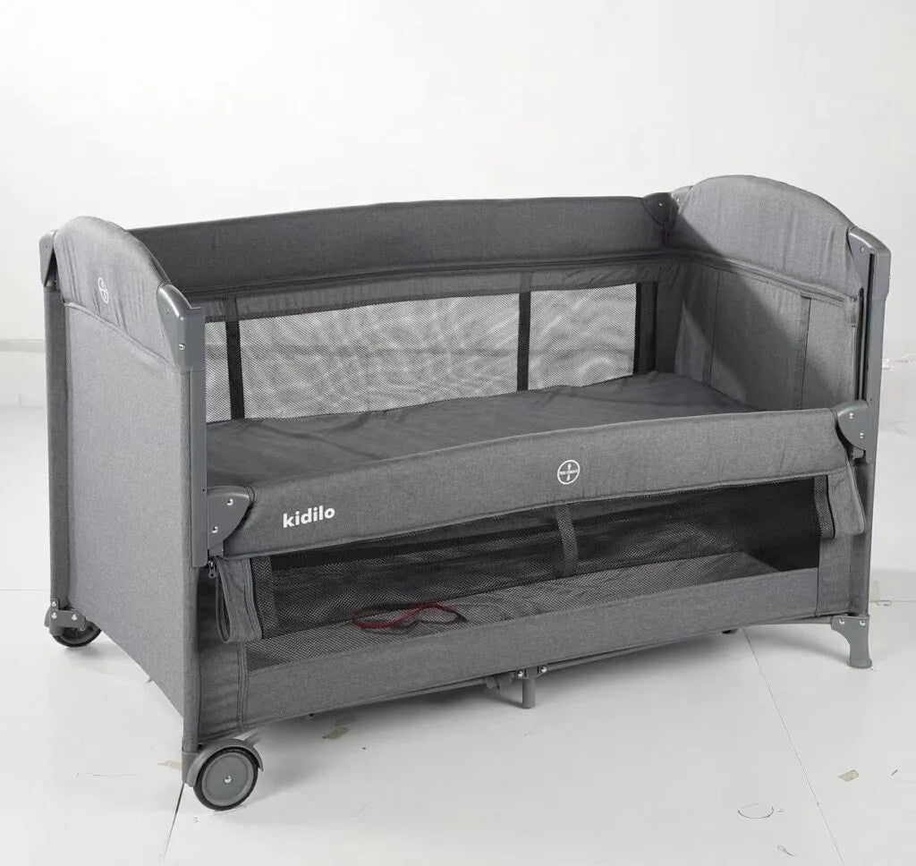 Lit parc cododo multifonctionnel gris – Kidilo