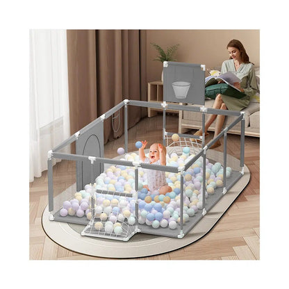Parc bébé Anti-Chute Gris 180x120x66 cm