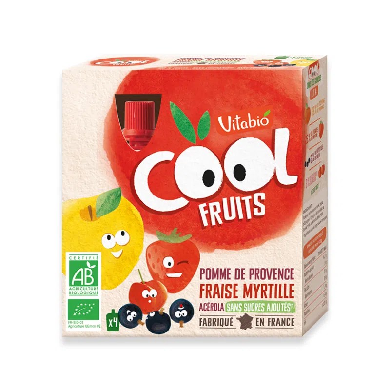 Vitabio Cool Fruits Pomme Fraise Myrtille 4x90g