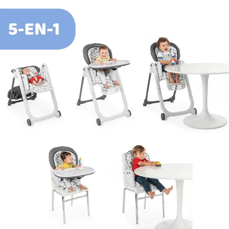 Chaise Haute Bébé Polly Progres5 Grey CHICCO