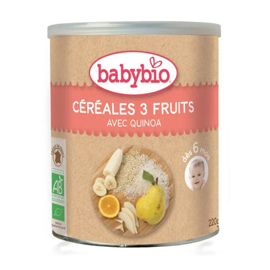 BABYBIO – CEREALES INFANTILES BIO 3 FRUITS DES 6 MOIS