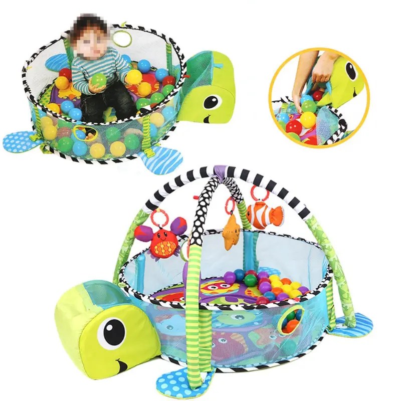 Tapis de jeu 3 en 1 pour bébé 4 jouets suspendus et 30 balles