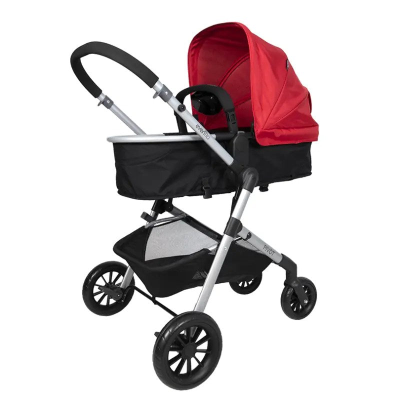 POUSSETTE PIVOT SAFEMAX + SIÈGE AUTO ROUGE – EVENFLO