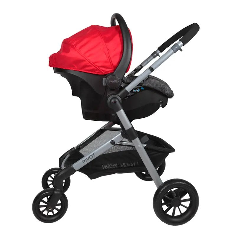 POUSSETTE PIVOT SAFEMAX + SIÈGE AUTO ROUGE – EVENFLO