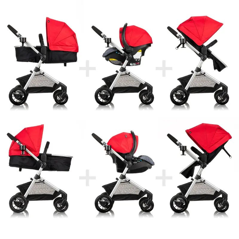 POUSSETTE PIVOT SAFEMAX + SIÈGE AUTO ROUGE – EVENFLO