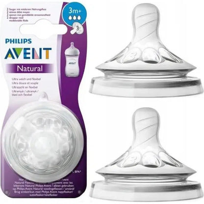 Philips AVENT 2 Tétines Natural Variable +3m conçue pour les bébés en pleine croissance.