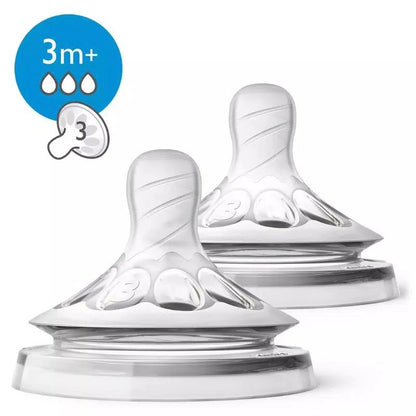 Philips AVENT 2 Tétines Natural Variable +3m conçue pour les bébés en pleine croissance.
