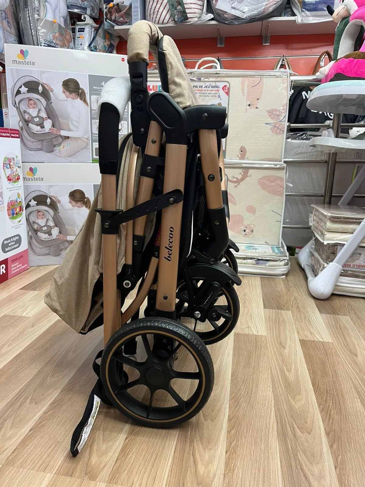 Poussette Bébé Belecoo B1 Gold Pro Beige – Réversible