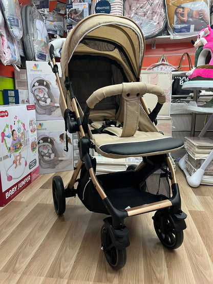 Poussette Bébé Belecoo B1 Gold Pro Beige – Réversible