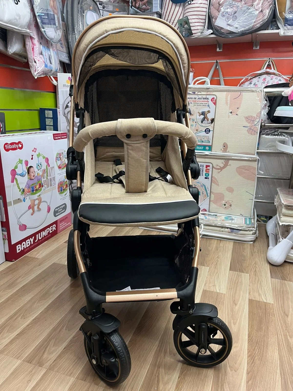 Poussette Bébé Belecoo B1 Gold Pro Beige – Réversible