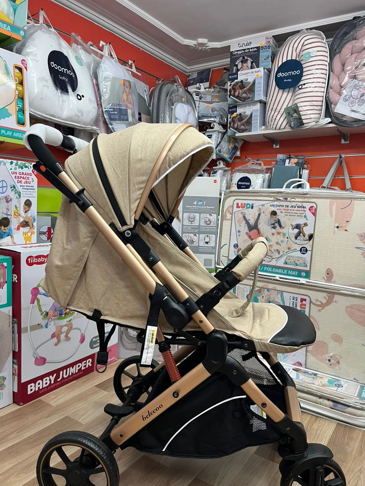 Poussette Bébé Belecoo B1 Gold Pro Beige – Réversible