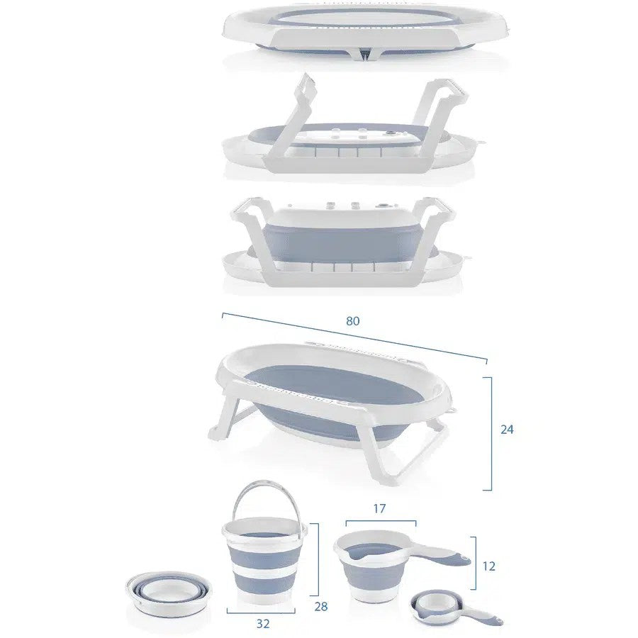Baignoire pliable + Seau + Verseur – Bleu- Beehome