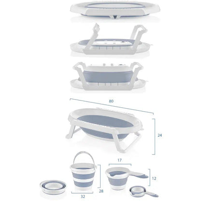 Baignoire pliable + Seau + Verseur – Bleu- Beehome