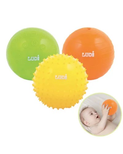 Ludi 3 Balles Sensorielles Jaune Vert Orange 6m+