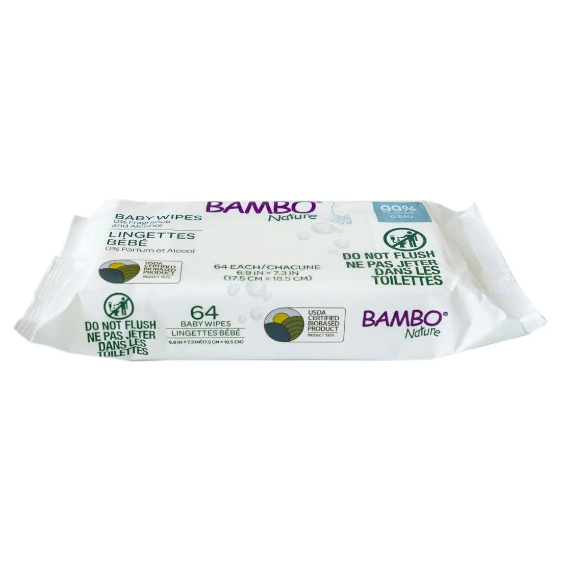 Bambo Nature Lingettes à l’eau sans parfum x64