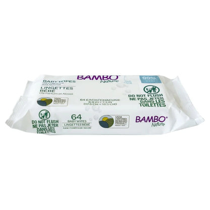 Bambo Nature Lingettes à l’eau sans parfum x64