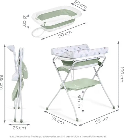 Baignoire Zoe pliable avec table à langer – Verte – Innovaciones MS