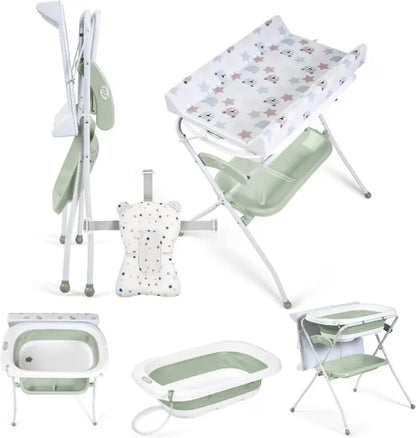 Baignoire Zoe pliable avec table à langer – Verte – Innovaciones MS