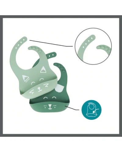 Lot de 2 bavoirs bébé en silicone BIB’ISY