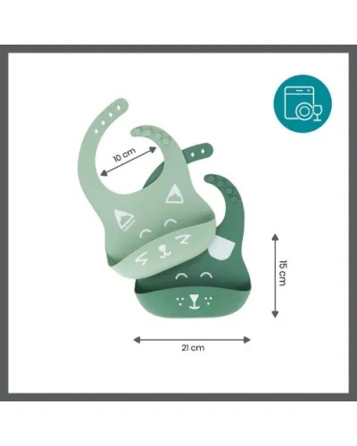 Lot de 2 bavoirs bébé en silicone BIB’ISY