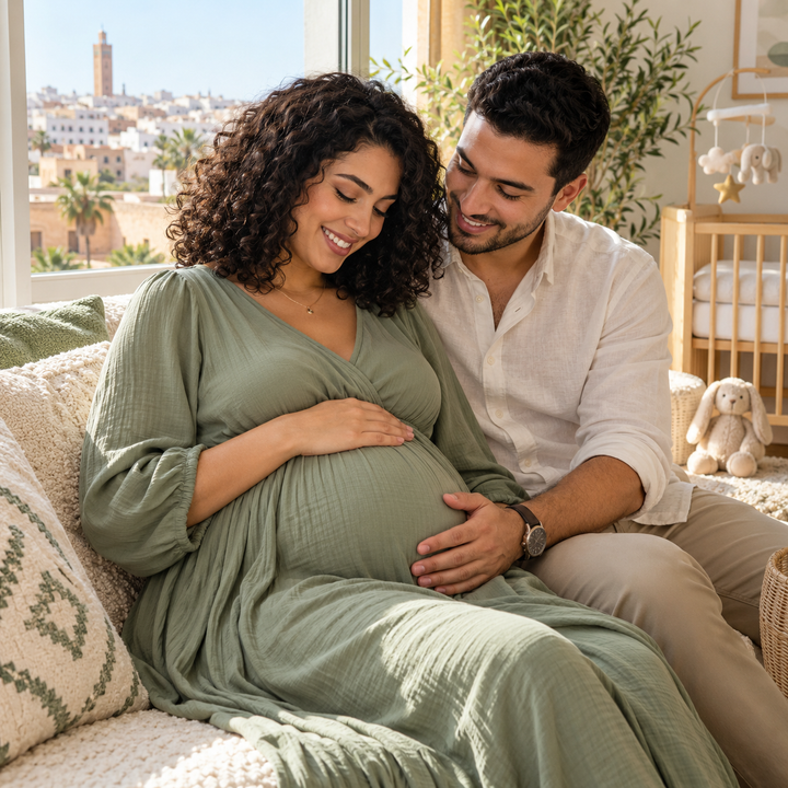 Futurs parents préparant ensemble l’arrivée de leur bébé