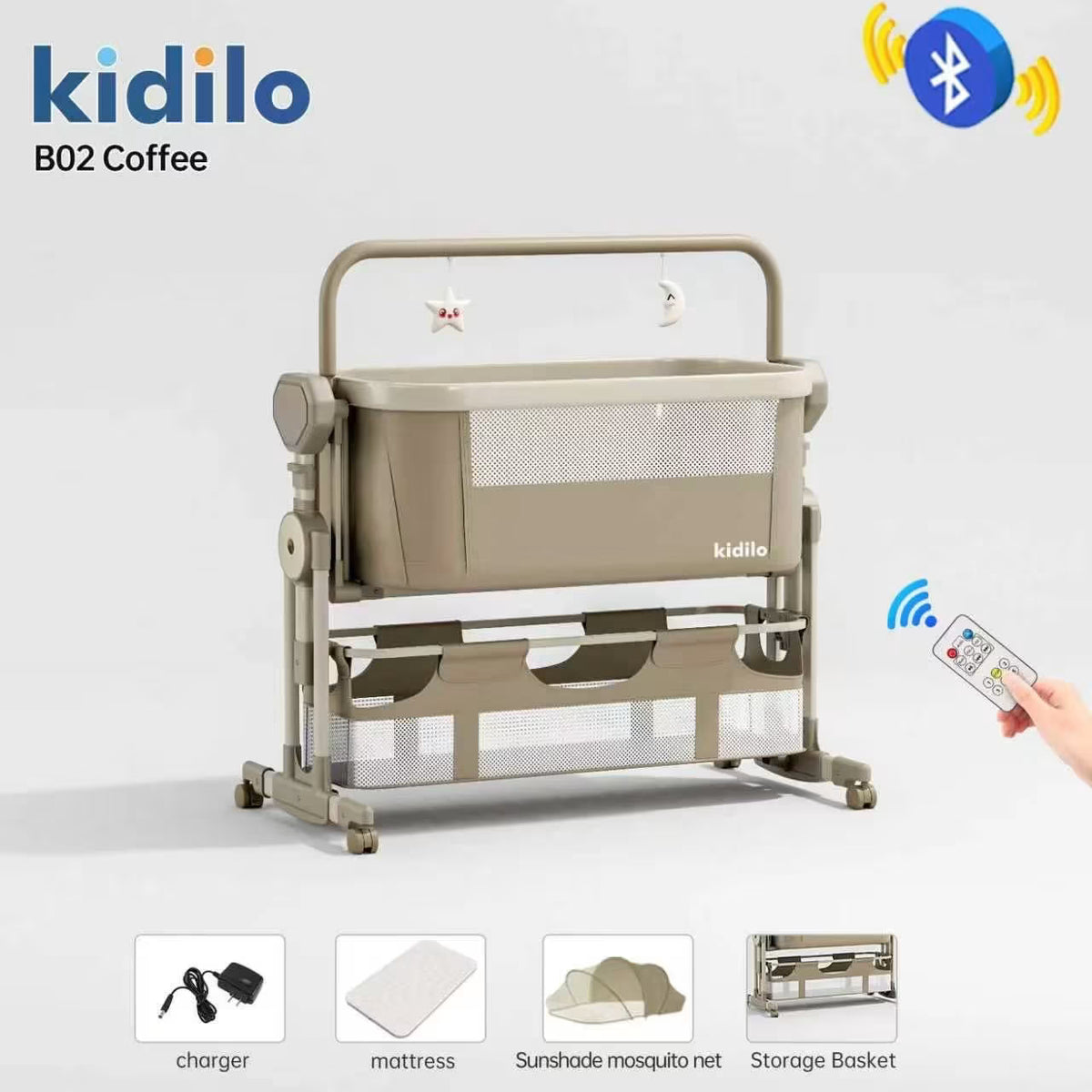 Berceau cododo électrique B02 beige – Kidilo