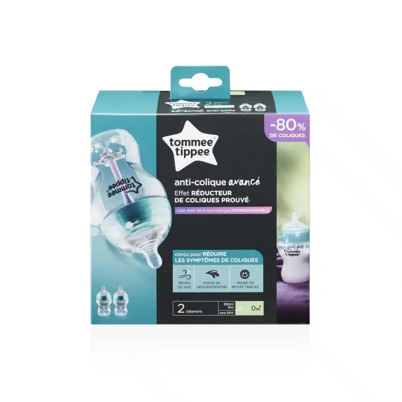 Lot de 2 Biberons Anticholique Avancé 260 ml – Tommee Tippee
