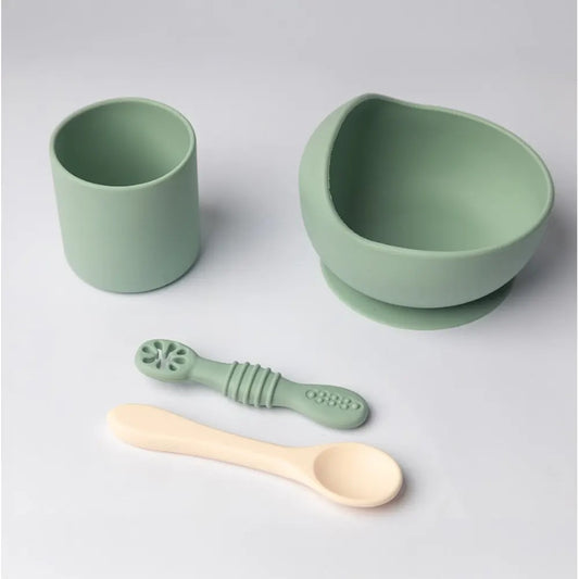 YUMMY Set de Comida de Silicona 4M+ – Verde Pastel