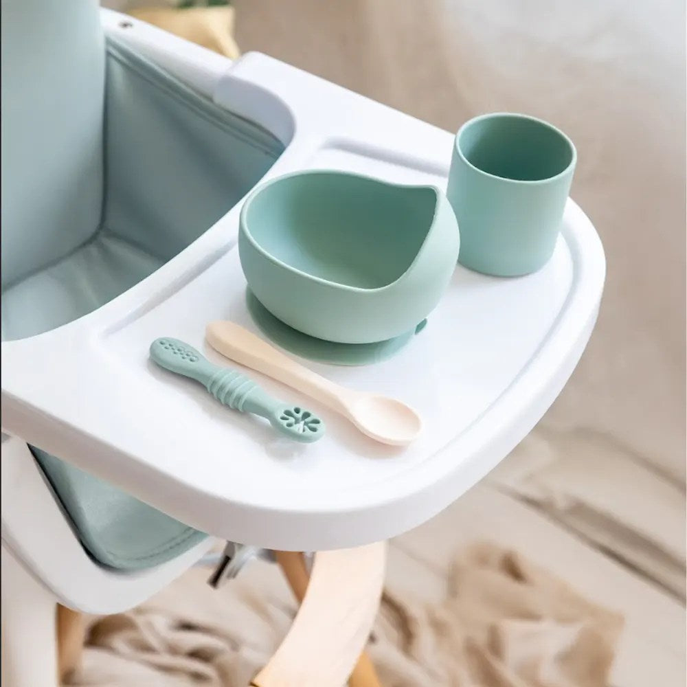 YUMMY Set de Comida de Silicona 4M+ – Verde Pastel