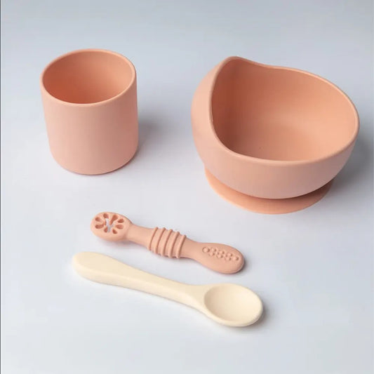 YUMMY Set de Comida de Silicona 4M+ – Rosa Empolvado