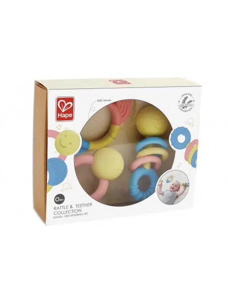 Hape Coffret d’anneaux et hochets de dentition en riz Multicolore