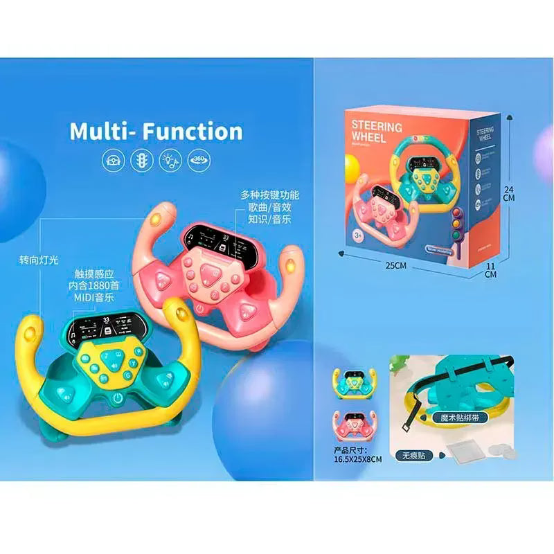 Volant de Voiture Éducatif Musical 360° pour Bébé et Enfant – Vert
