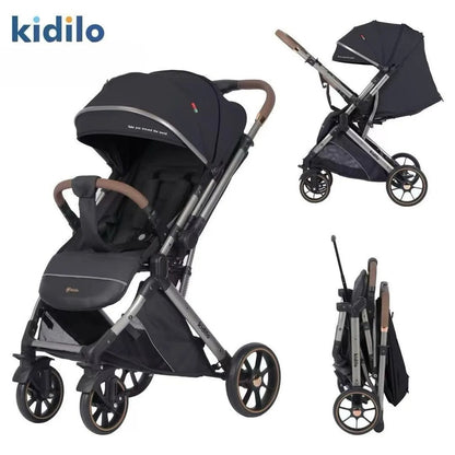 Kidilo – Poussette réversible noir +cash