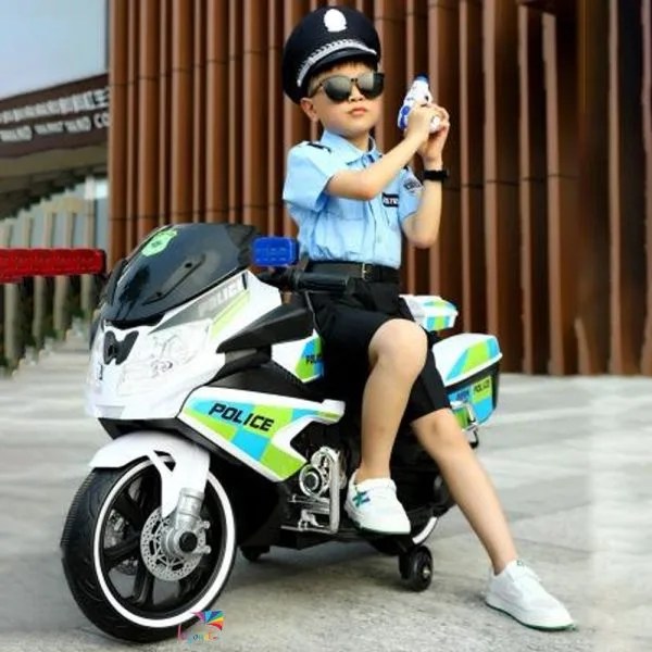 Grande Moto électrique de police 12v pour enfants