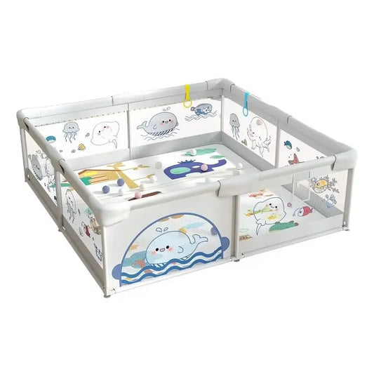 Parc de jeux bébé pliable 200 x 180 x 65 cm Gris avec tapis et balles