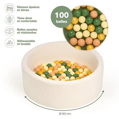Ludi Piscine à Balles Plush Écru avec 100 Balles 6M+