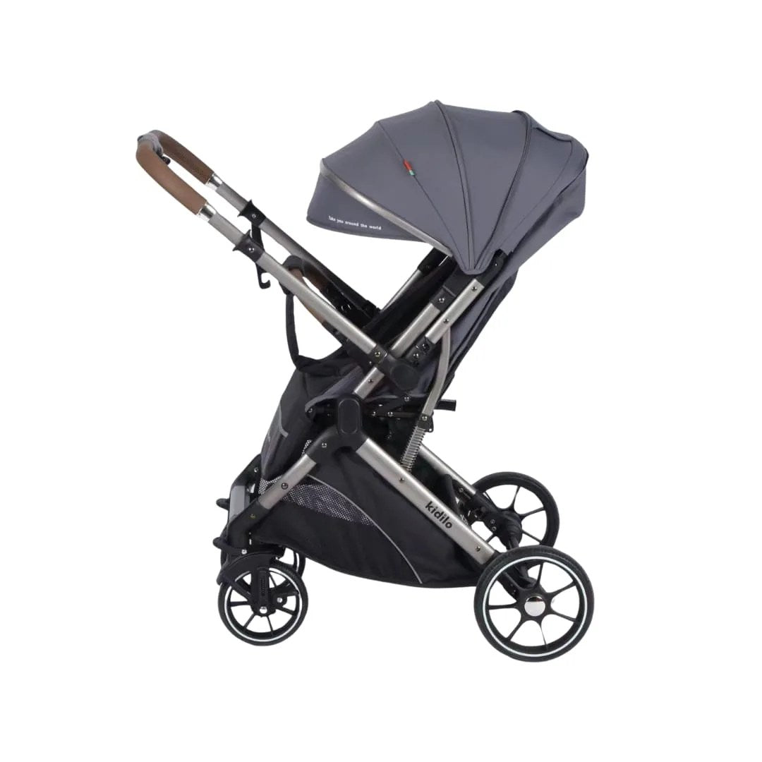 Kidilo – Poussette réversible noir +cash