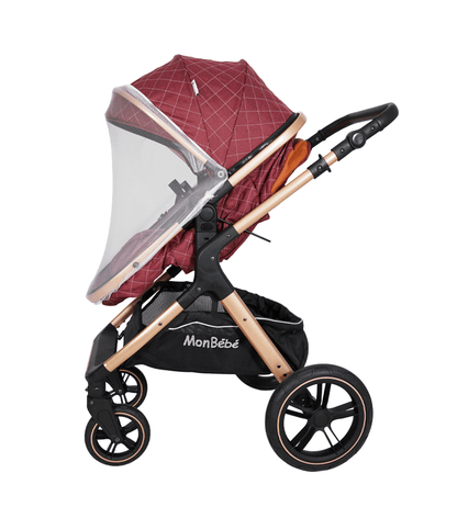 POUSSETTE TENDANCE RÉVERSIBLE GRENAT – MON BÉBÉ