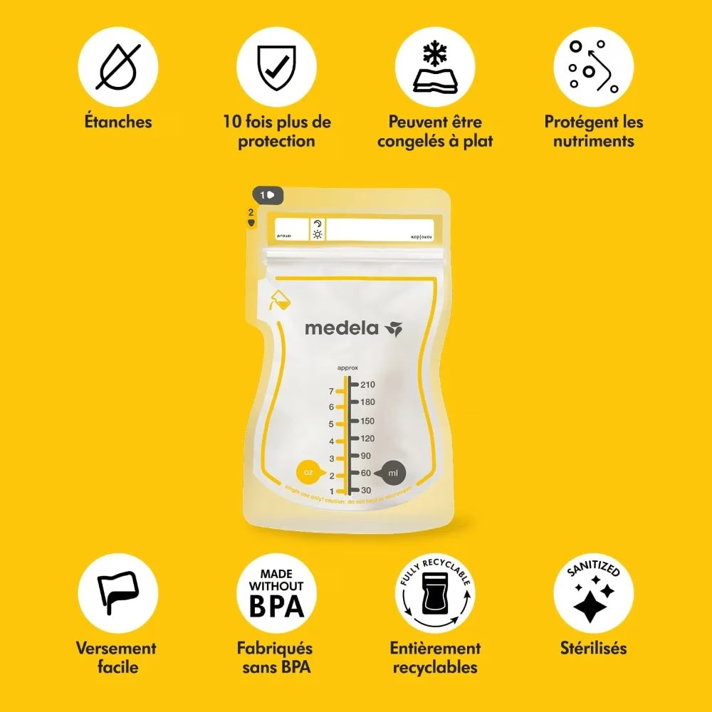 Sachets de conservation du lait maternel 100unités Medela